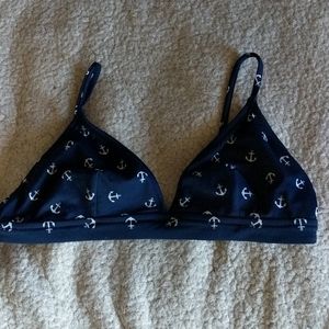 J. CREW Triangle bikini top blue w/ anchors S/M